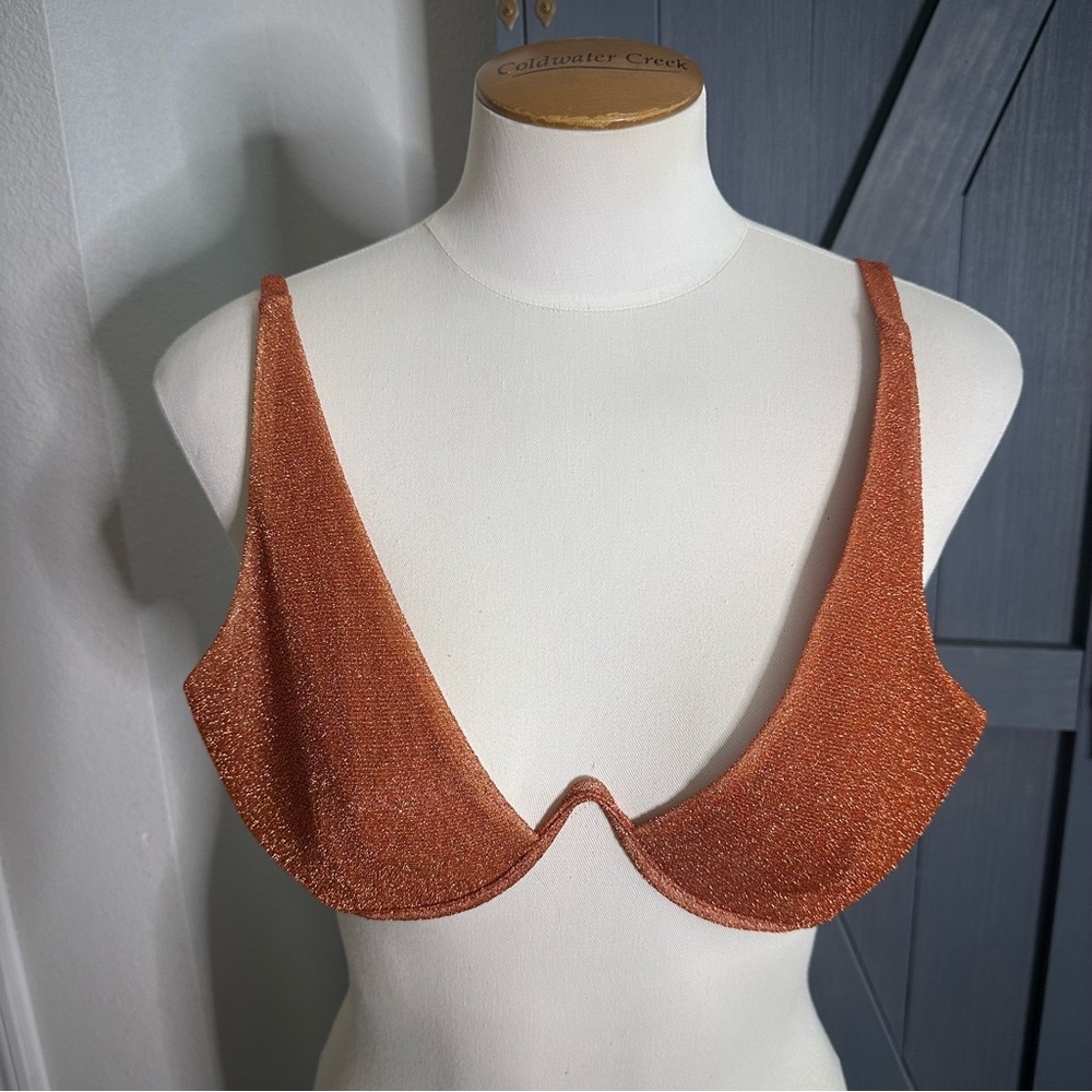 ASOS New without Tags. Rust Sparkle Underwire Swim Top. US Size 8